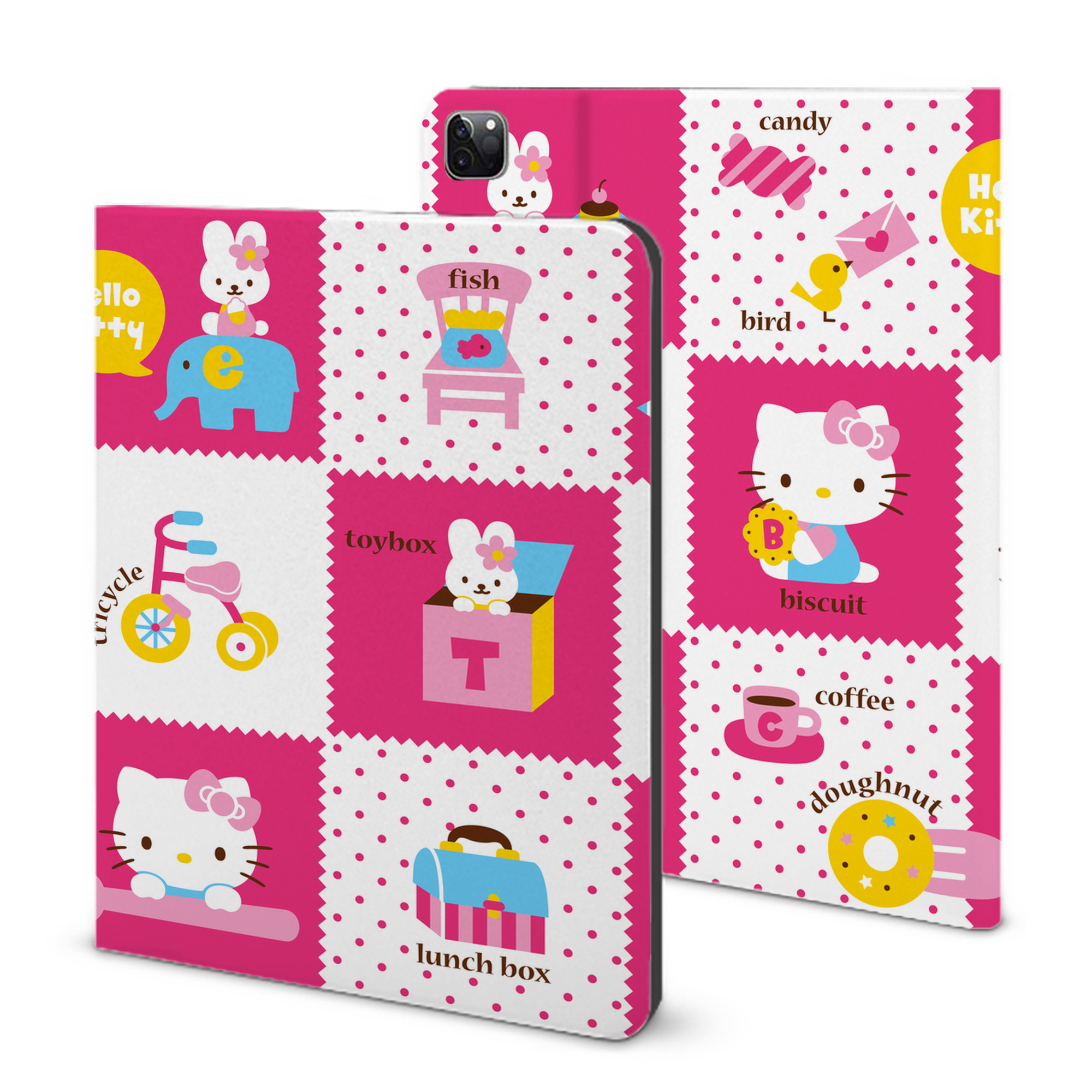 （画像用） Hello Kitty ハローキティ IPad ケース ブック型 PUレザー TPU 耐衝撃 軽量 薄型 ペン収納なし 全面保護 IPad 各モデル対応